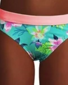 Lands End Big Girls Plus Size 16 Bikini Flamingo Floral Pink/Jade Bottoms NWOT